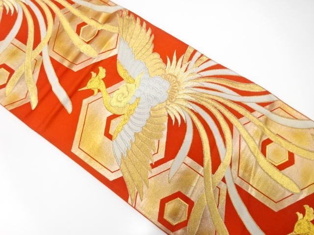 JAPANESE KIMONO / ANTIQUE FUKURO OBI / SILK / KIKKO PATTERN